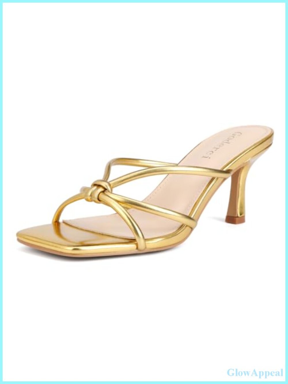 Kitten Strappy Heels PU Leather Slip On